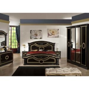 Dima Mobili Kate Black Bedroom Set with 6 Door Wardrobe Italian Bedroom Set Home Store UK