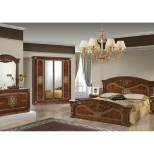 Dima Mobili Kate Walnut Bedroom Set with 4 Door Wardrobe Italian Bedroom Set Home Store UK