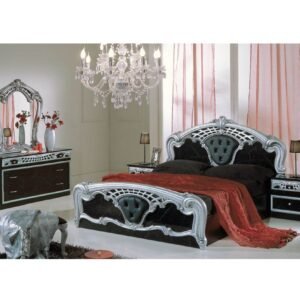 Dima Mobili Lara Black and Silver Bedroom Set with 6 Door Wardrobe Italian Bedroom set Home Store UK