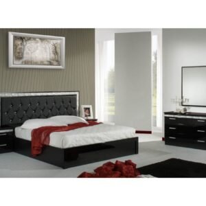 Dima Mobili Linda Black Bedroom Set with 4 Door Wardrobe Italian Bedroom Set Home Store UK
