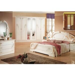Dima Mobili Lory White Bedroom Set with 6 Door Wardrobe Italian Bedroom Set Home Store UK