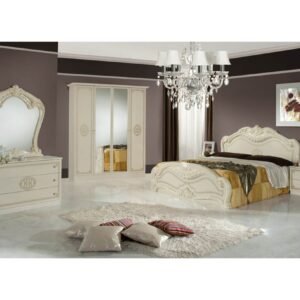 Dima Mobili Lucy Beige Bedroom Set with 6 Door Wardrobe Italian Bedroom Set Home Store UK