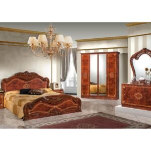 Dima Mobili Lucy Walnut Bedroom Set with 6 Door Wardrobe Italian Bedroom Set Home Store UK