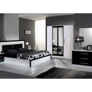 Dima Mobili Milano Black and White Bedroom Set with 4 Door Wardrobe Italian Bedroom Set Home Store UK