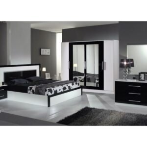 Dima Mobili Milano Black and White Bedroom Set with 6 Door Wardrobe Italian Bedroom Set Home Store UK