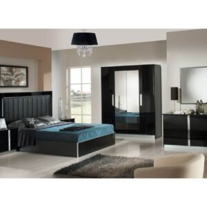 Dima Mobili Nada Black Bedroom Set with 6 Door Wardrobe Italian Bedroom Set Home Store UK