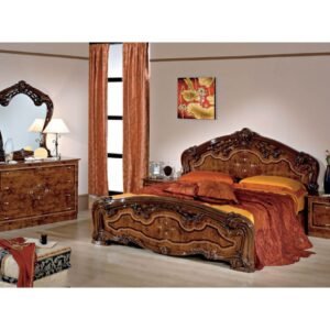 Dima Mobili Carmen Walnut Bedroom Set with 4 Door Wardrobe Italian Bedroom Set Home Store UK