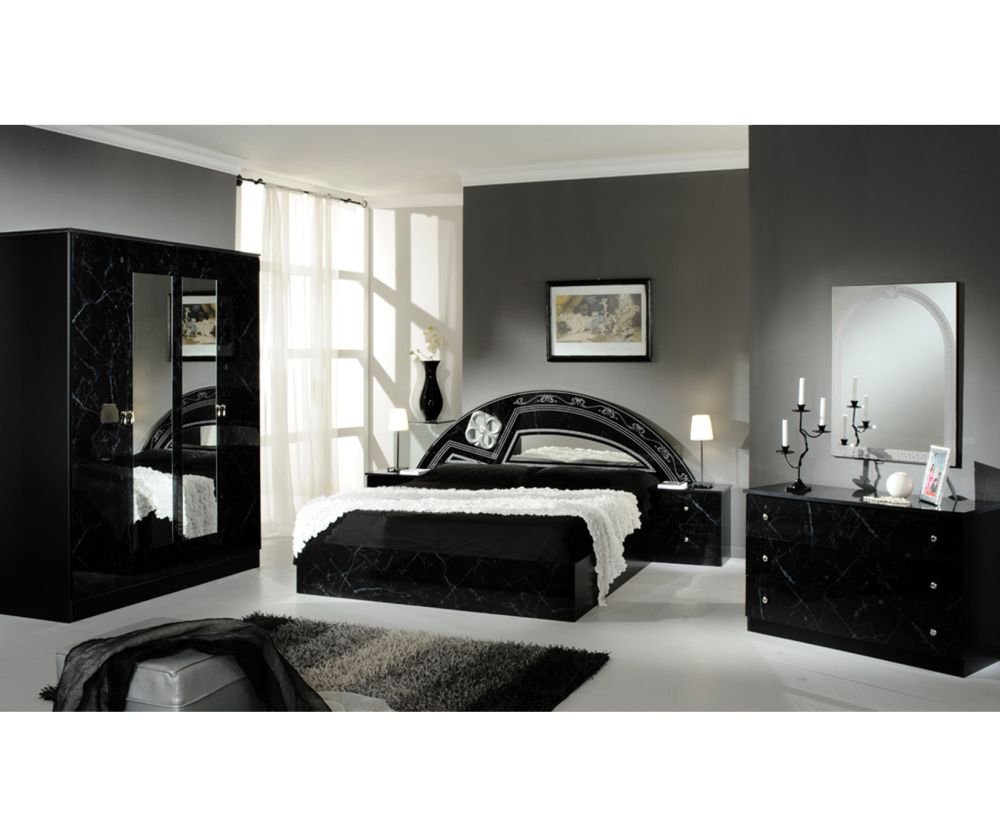 Dima Mobili Salwa Marble Black and Silver Bedroom Set with 4 Door Wardrobe Italian Bedroom Set Home Store Uk Dima Mobili Salwa Marble Black and Silver Bedroom Set with 4 Door Wardrobe Italian Bedroom Set Home Store Uk