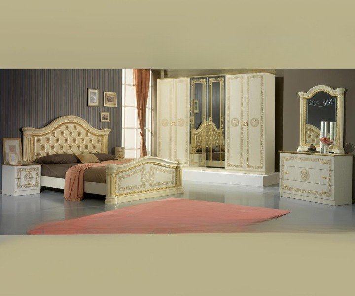 Ben Company New Serena Padded Beige and Gold Italian Bed Group Set with 6 Door Wardrobe Italian Bedroom Set home Store UK Ben Company New Serena Padded Beige and Gold Italian Bed Group Set with 6 Door Wardrobe Italian Bedroom Set home Store UK