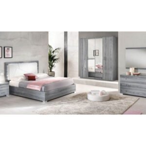 Ben Company Nicole Grey Finish Italian Bedroom Set with 4 Door Wardrobe Italian Bedroom Set Home Store Uk