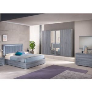 Ben Company Nicole Grey Finish Italian Bedroom Set with 6 Door Wardrobe Italian Bedroom Set Home Store Uk