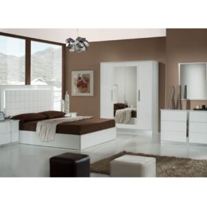 Dima Mobili Nour White Bedroom Set with 6 Door Wardrobe Italian Bedroom Set Home Store UK
