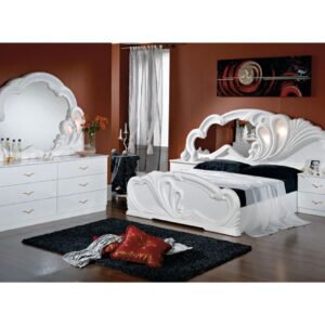 Dima Mobili Paola White Bedroom Set with 6 Door Wardrobe Italian Bedroom Set Home Store UK