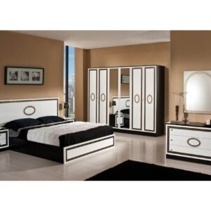 Dima Mobili Paris Black and White Bedroom Set with 6 Door Wardrobe Italian Bedroom Set Home Store UK