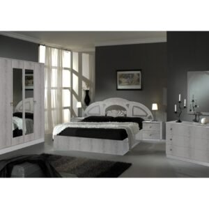 Dima Mobili Safa White and Silver Bedroom Set with 6 Door Wardrobe ﻿ Italian Bedroom Set Home Store UK
