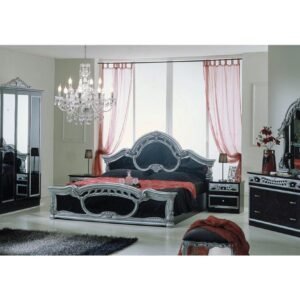 Dima Mobili Sara Black and Silver Bedroom Set with 4 Door Wardrobe Italian Bedroom Set Home Store UK