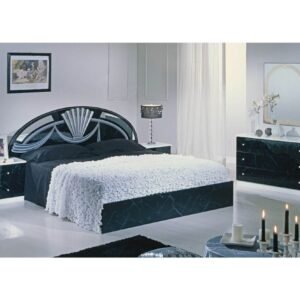 Dima Mobili Salma Marble Black and Silver Bedroom Set with 4 Door Wardrobe Italian Bedroom Set Home Store UK