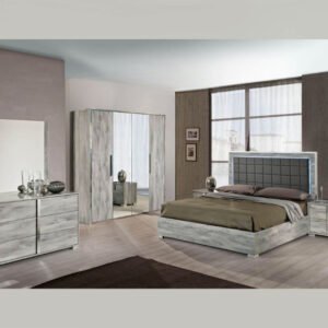 H2O Design Serena Light Grey Italian Bedroom Set with 6 Door Wardrobe Italian Bedroom Set Home Store UK
