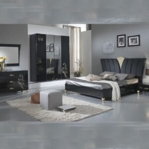 Ben Company Sofia Black and Gold Italian Bedroom Set with 2 Door Wardrobe Italian Bedroom Set Home Store Uk