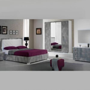Ben Company Stella White and Grey Finish Italian Bedroom Set - Italian Modern -Home Store UK