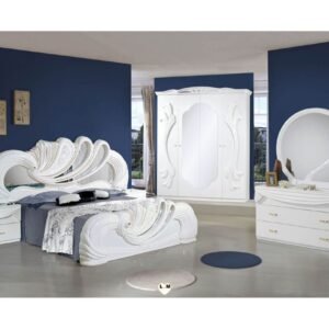 H2O Design Vanity2 White Italian Bedroom Set with 4 Door Wardrobe and 3 Drawer Dresser Italian Bedroom Set Home Store UK