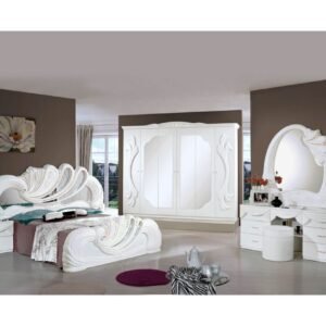 H2O Design Vanity2 White Italian Bedroom Set with 6 Door Wardrobe and Vanity Dresser Italian Bedroom Set Home Store UK
