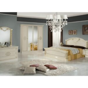 Dima Mobili Vera Beige Bedroom Set with 4 Door Wardrobe Italian Bedroom Set Home Store UK
