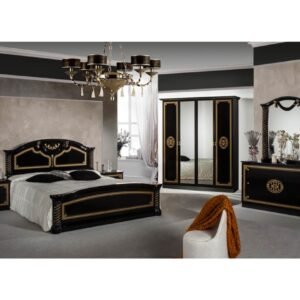Dima Mobili Vera Black Bedroom Set with 6 Door Wardrobe Italian Bedroom Set Home Store UK