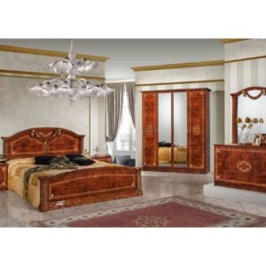 Dima Mobili Vera Walnut Bedroom Set with 4 Door Wardrobe Italian Bedroom Set Home Store UK