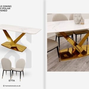 Valeo Gold 1.8 Dining Table with Etta Chair Dining Table Chair Home Store UK
