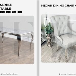 Louis Marble Dining Table With Megan Chair’s Marble Dining Table Home Store UK