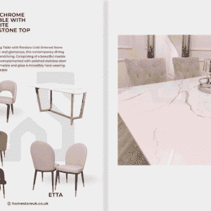 Lucien 1.6 Chrome Dining Table Set With Polar White Sintered Stone Top Dining Table Sets Home Store UK