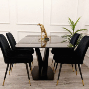 Apollo 1.6 Black Dining Table with Luna Chair Dining Table Chair Home Store UK