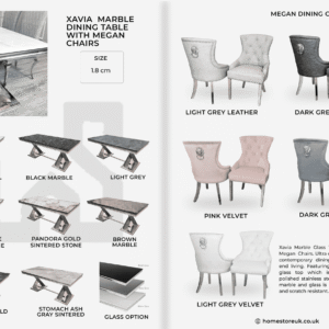 Xavia Dining Table with Megan Chair's Marble Dining Sets Home Store UK