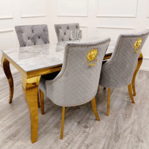 Louis Gold Marble Dining Table With Bentley Gold Chair's Marble Dining Sets Home Store UK