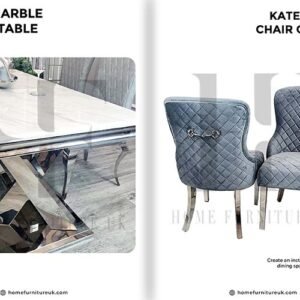 Xavia Dining Table With Kate Chair’s Marble Dining Table Home Store UK