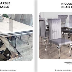 Xavia Dining Table With Nicole Chair’s Marble Dining Sets Home Store Uk