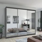 Chicago Grey 3 Door 250cm Wardrobe ﻿ Wardrobe Home Store UK