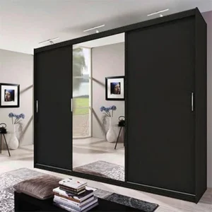 Miami Black 3 Door 250cm Wardrobe Wardrobe ﻿ Home Store Uk
