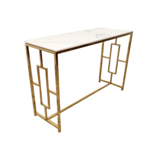 Geo Gold Console Table With Polar White Sintered Top Console Tables Home Store UK
