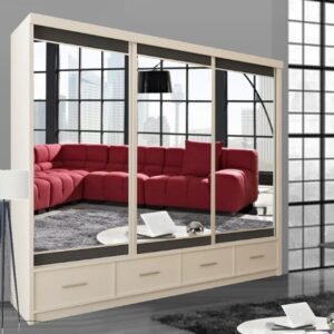 ELEGANT LAVISH WHITE WARDROBE - Sliding Wardrobe -Home Store UK