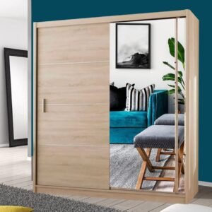 Outlook Sliding Wardrobe ( Oak ) Wardrobe Home Store UK