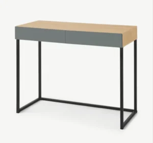 Oak Desk/Dressing Table with Grey Drawers and Steel Legs Dressing Table Home Store UK