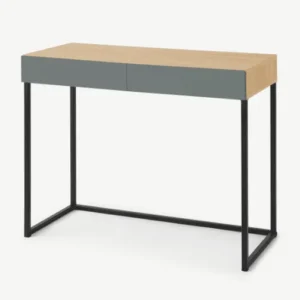 Oak Desk/Dressing Table with Grey Drawers and Steel Legs Dressing Table Home Store UK