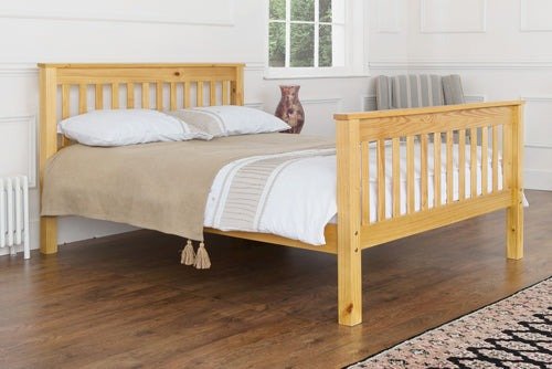 Amazon - Lacquered Wooden Bed With Timber Slats Pine Beds Home Store UK Amazon - Lacquered Wooden Bed With Timber Slats Pine Beds Home Store UK