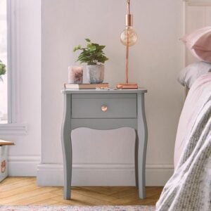 Victoria Nightstand in Folkestone Grey with Rose Gold Colour Handles