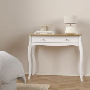 Victoria 1 Drawer Vanity in Pure White Iced Coffee Lacquer