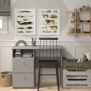 Royce Desk with 2 Drawers in Folkstone Grey - Desk - Home Store UK
