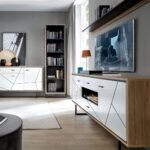 Martin 2 Door 2 Drawer TV Unit With the Walnut and Dark Panel Finish - TV Stands - Home Store UK