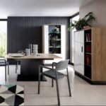 Martin Extending Dining Table 160-200cm in Walnut and Dark Panel Finish Marble Dining Table Home Store UK